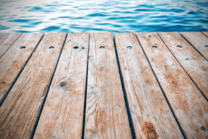 wooden deck by the pool